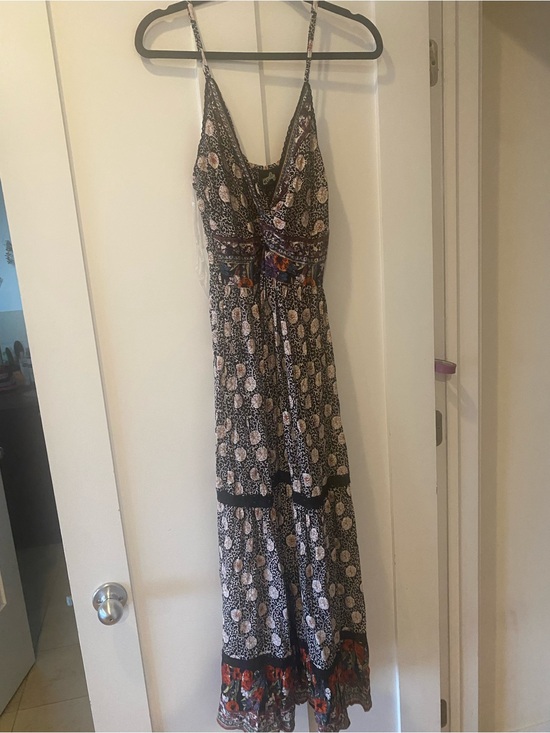 Angie Dresses & Skirts - Angie Bohemian Floral Maxi Dress with Spaghetti Straps - Black & Multi
